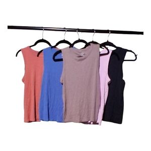 A.N.A Highneck Ribbed Tanks Top Lot Of 5 Size XL